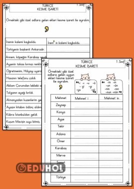 KESME İŞARETİ ÇALIŞMA KAĞIDI