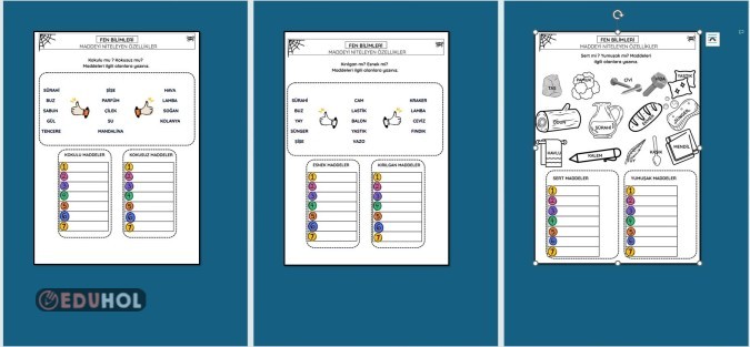 MADDEYİ NİTELEYEN ÖZELLİKLER ÇALIŞMA KAĞIDI