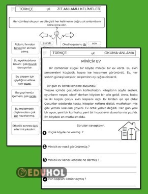 OKUDUĞUNU ANLAMA, ZIT ANLAMLI KELİMELER ÇALIŞMA KAĞIDI