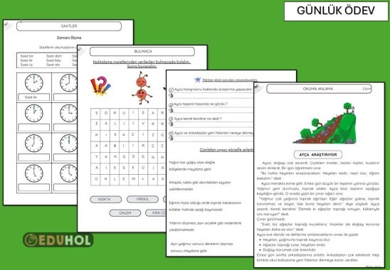 OKUMA ANLAMA ( HEYELAN İLE İLŞKİLENDİRME ) ,DOĞAL AFETLER ,NOKTALAMA İŞARETLERİ ,BULMACA SAATLER