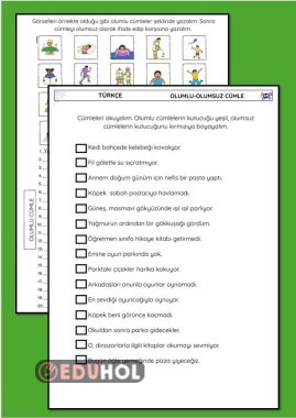 OLUMLU-OLUMSUZ CÜMLELER ÇALIŞMA KAĞIDI