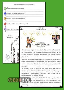 RAMAZAN ÇOCUKLARI OKUMA ANLAMA METNİ ÇALIŞMA KAĞIDI