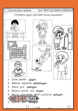Ş SESİ OKU İLGİLİ GÖRSELİ BOYA ÇALIŞMA KAĞIDI