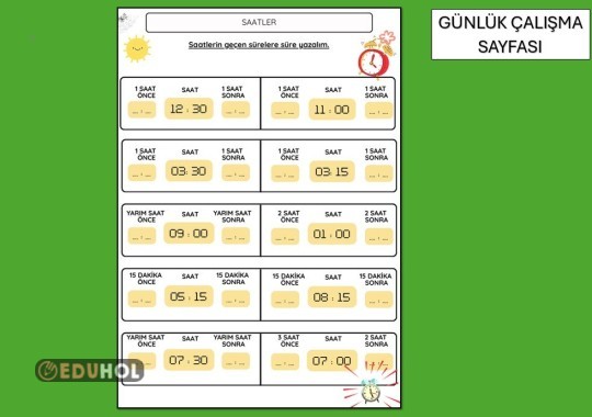 SAATLER ÖNCESİ SONRASI ÇALIŞMA SAYFASI