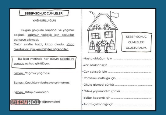 yatay,SEBEP SONUÇ İFADELERİ ÇALIŞMA KAĞIDI