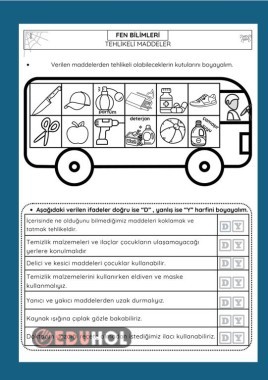TEHLİKE OLUŞTURABİLECEK MADDLER ÇALIŞMA KAĞIDI