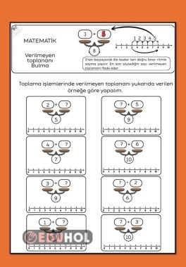 VERİLMEYEN TOPLANANI BULMA ( EŞİTLİK ) İLERİ SAYMA YAPARAK BULMA.