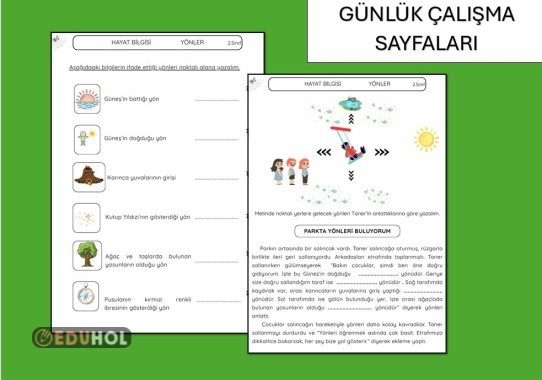 YÖNLERİ BULUYORUM OKUMA ANLAMA BOŞLUK DOLDURMA ÇALIŞMA SAYFASI