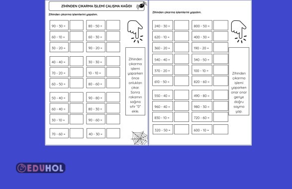 ZİHİNDEN ÇIKARMA İŞLEMİ ÇALIŞMA KAĞIDI