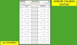 GÜNLÜK ÇALIŞMA SAYFAMIZ