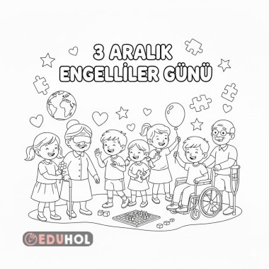 3 Aralık Dünya Engelliler Günü Boyama Sayfası