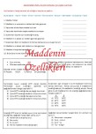 MADDENİN ÖZELLİKLERİ KONUSU ÇALIŞMA SAYFASI