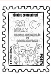 23 NİSAN POSTA PULU BOYAMA SAYFASI