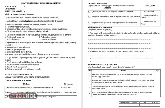 HAYAT BİLGİSİ SÜREÇ DEĞERLENDİRME