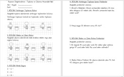 Matematik Kazanım Değerlendirme : Toplama ve Çıkarma Arasındaki İlişki