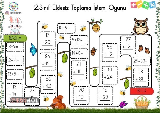 2.Sınıf Eldesiz Toplama İşlemi Oyunu