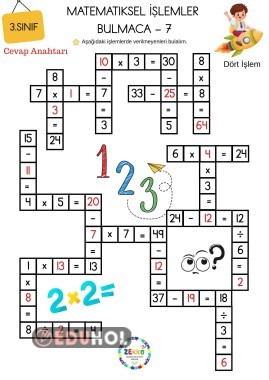 Matematik Dört İşlem Bulmaca 7 (3.Sınıf)