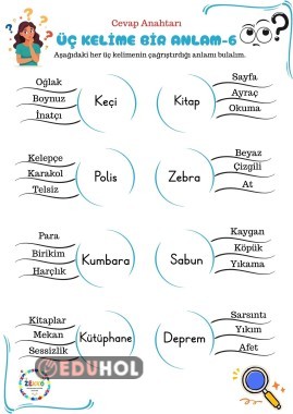 Üç Kelime Bir Anlam 6 (Tüm Sınıflar)