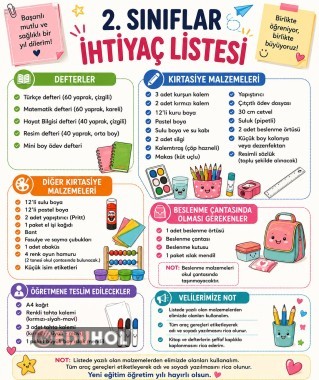 2. SINIF İHTİYAÇ LİSTESİ