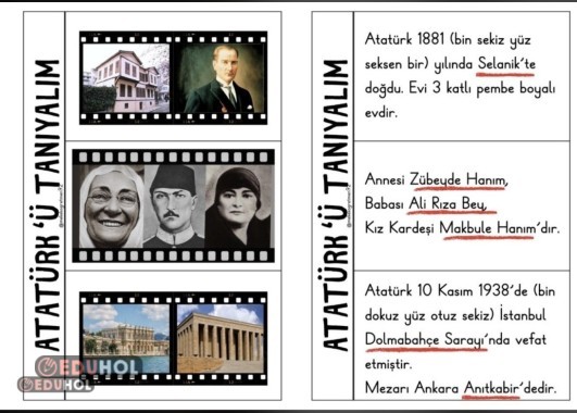 ATATÜRK’Ü TANIYALIM İNTERAKTİF DEFTER