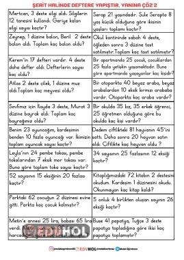 KARIŞIK PROBLEMLER DEFTERE YAPIŞTIRMA 2