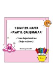 1. SINIF 29. HAFTA HAYAT BİLGİSİ ÇALIŞMALARI