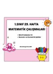 1. SINIF 29. HAFTA MATEMATİK ÇALIŞMALARI