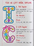 TEK VE ÇİFT SAYILAR DEFTER/PANO GÖRSELLERİ