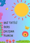 2. SINIFLAR İÇİN YAZ TATİLİ ÇALIŞMA PLANI
