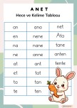 A N E T  harfleri hece ve  kelime tablosu