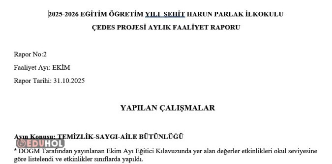 ÇEDES EKİM AYI RAPOR