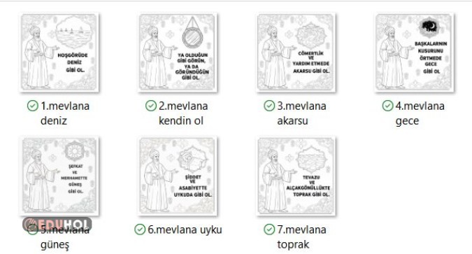 MEVLANA HAFTASI 7 ÖĞÜDÜ BOYAMA SAYFASI