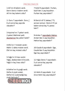 basit problemlerle konuya giriş