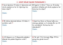 2. SINIF BÖLME İŞLEMİ PROBLEMLERİ
