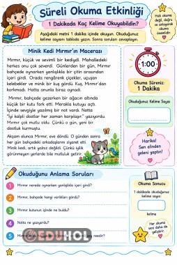 1 dakikada kaç kelime okuyorum etkinliği