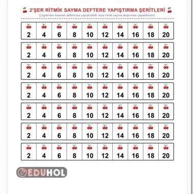 2'şer Ritmik Sayma Şeritleri (Deftere Yapıştırma)