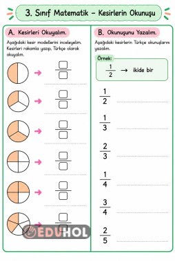 3. sınıf matematik  Kesirlerin Okunuşu