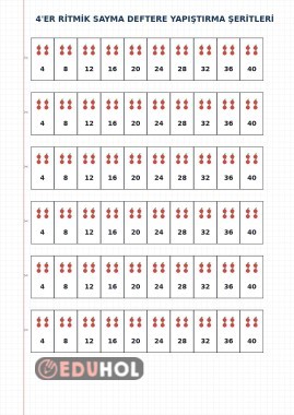 4'er ritmik sayma deftere yapıştırma şeritleri
