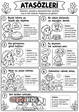 Atasözleri ve Anlamları - Deftere Yapıştırma - Boyama 2