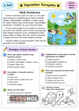 Hayvanları Koruyalım Okuduğunu Anlama Metni