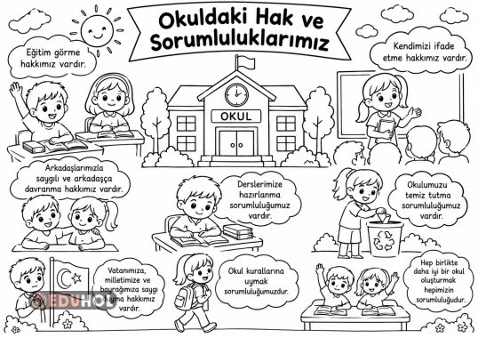 Okuldaki hak ve sorumluluklarımız boyama 2