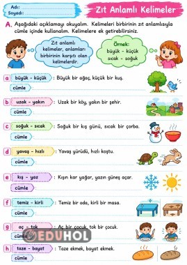 Zıt Anlamlı Kelimeler Etkinliği