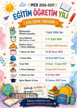 2026/2027 EĞİTİM ÖĞRETİM YILI ÇALIŞMA TAKVİMİ