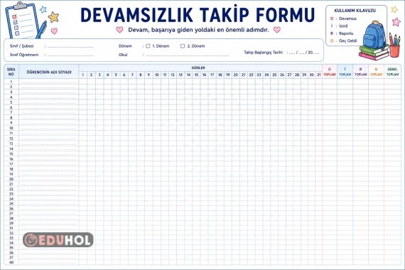 DEVAMSIZLIK TAKİP FORMU