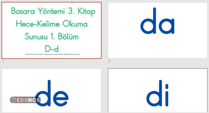 BASARA HECE YÖNTEMİ D SESİ HECE KELİME SUNUSU