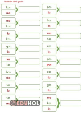 BASARA KAS YAS BAS  HECEDEN KELİME YAZMA ETKİNLİĞİ