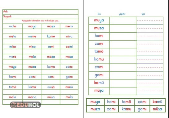 BASARA MAMEMİ HECE OKUMA YAZMA ÇALIŞMALARI
