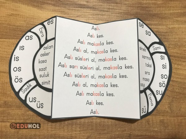 S HARFİ SİMİT HECE, KELİME VE METİN BOYA OKU ETKİNLİĞİ