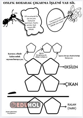 2. Sınıf onluk  bozarak çıkarma işlemi yaz sil