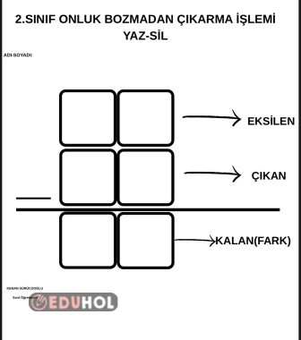 2.sınıf onluk bozmadan çıkarma işlemi yaz-sil